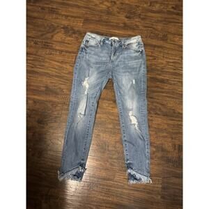 KanCan Jeans Size 11/29 High Rise Skinny Stretch Light Wash Distressed